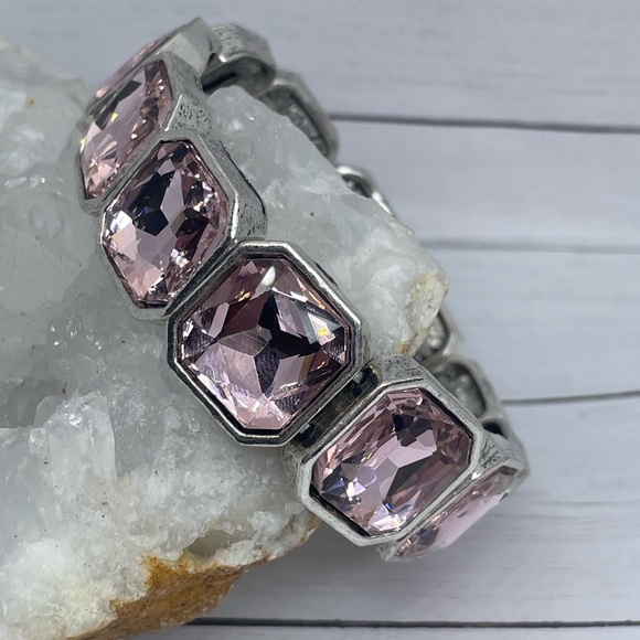 Set of 5 stackable bracelets in high style sugar pink crystal. - Picture 14 of 15